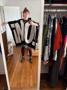 Artist-Made Wearable Blanket Poncho — “NO!” Graphic, Reversible, Limited Edition